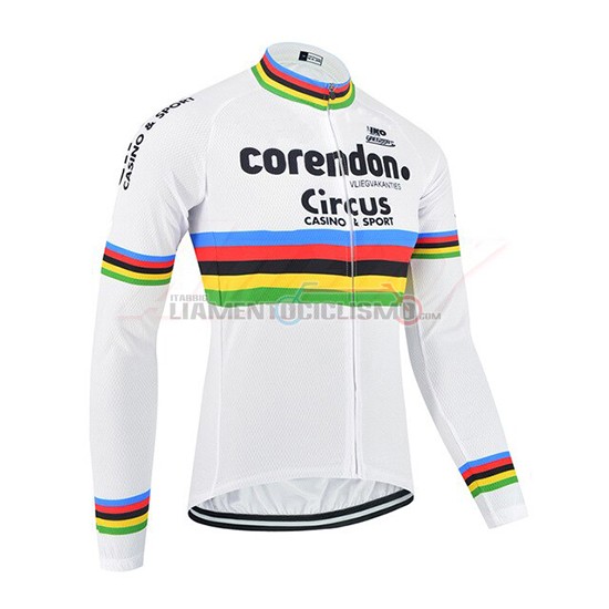 Abbigliamento Ciclismo UCI Mondo Campione Corendon Circus Manica Lunga 2019 Bianco